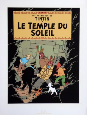 HERGÉ. TINTIN . SILKSCREEN - "THE TEMPLE OF THE SUN