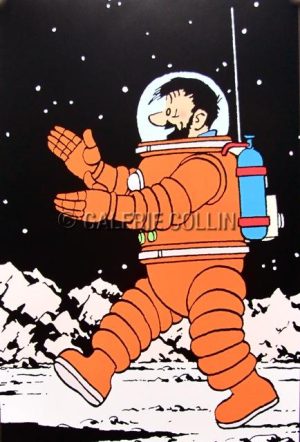HERGÉ . Tintin POSTER FROM THE SERIES "We walked on the moon" - "HAPPY Haddock"